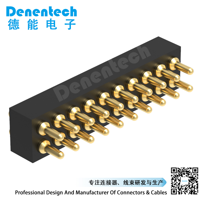 Denentech professional factory 1.27MM pogo pin H2.0MM dual row male straight SMT spring pogo pin